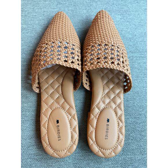Birdies Dove Woven Toffee Brown Vegan Faux Leather Pointed Toe Slide Mules 10.5 - Picture 4 of 10